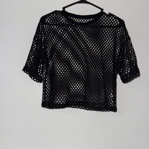 Black Mesh Women Top